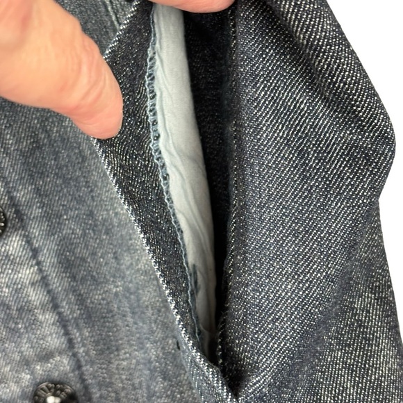 Chico’s Platinum Black Denim Distressed Jacket Black Rhinestones Size Small NEW - Picture 9 of 14